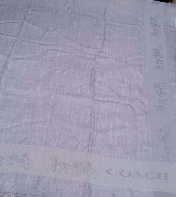 Coach Accessories - Coach Horse and Carriage Logo Print Frayed Edge Scarf 43 inch square EUC